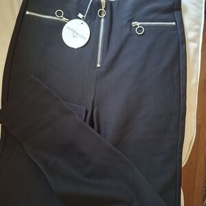 Patrizia Luca Black Zip-Front Ponte Pants